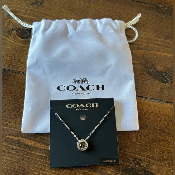 NWT Coach Silver Gem Necklace with Delicate Chain - Picture 1 of 4